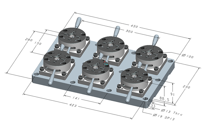 6 em 1 D100 3M CNC Mandril Manual - Especificação xy