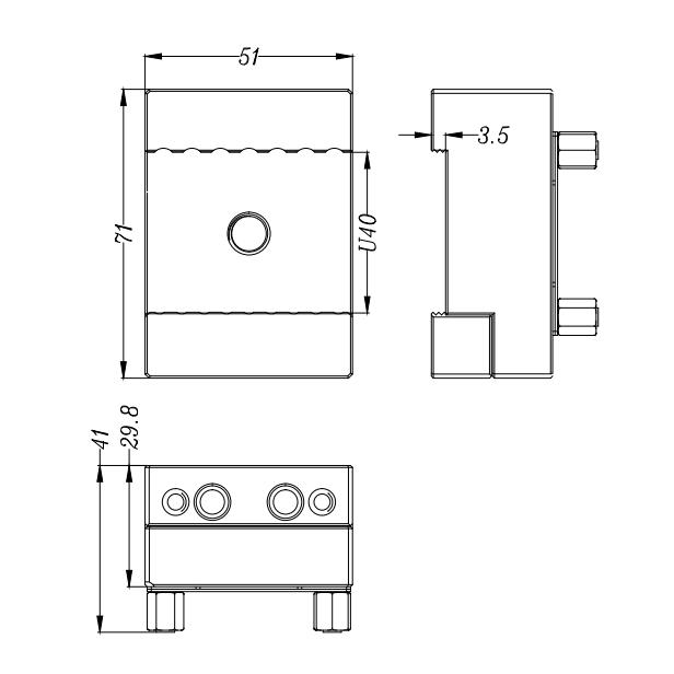 Especificação do suporte de latão tipo U40