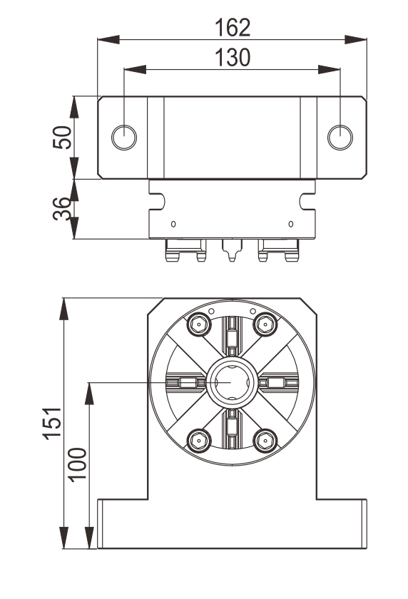 Mandril Manual Vertical D100 com Base CNC Vertical ER-036345