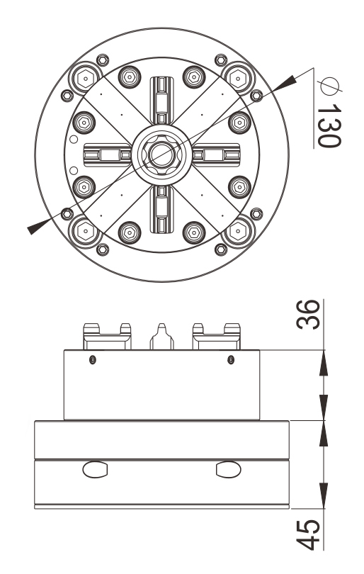 Especificação do mandril pneumático PO-G0002-D100 EDM