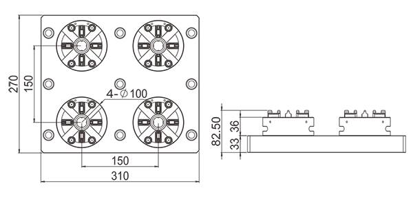 PO-K0018-4 em 1 Mandril Manual CNC D100-especificação
