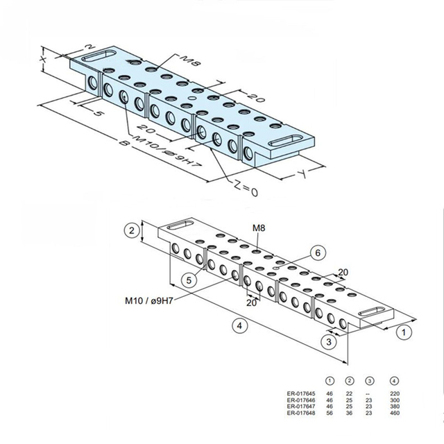 Viga de fixação POFI Wire Edm Tooing 300mm ER-017646